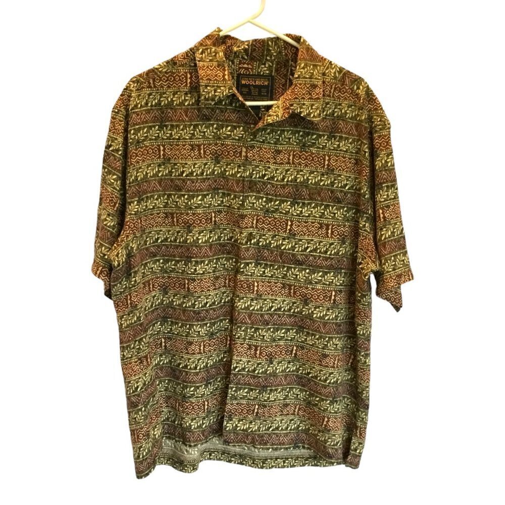 Woolrich Men's Short Sleeve Roomy Casual Collared Shirt Size XL Tropical Pattern